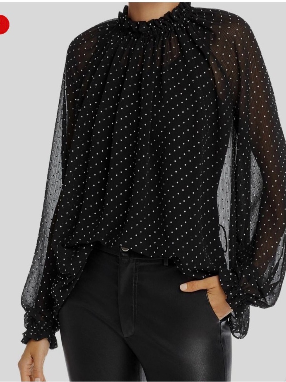 Ronny Kobo Collection Black Polka Dot Long Sleeve Blouse
